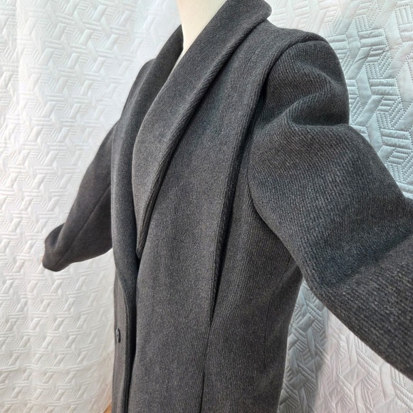 Karen Coat Women Wool cashmere Blend Charcoal Double Breasted Long Made USA L/XL - Picture 4 of 16